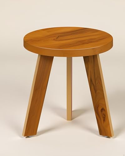 Image of SBF Furniture Mini Round Side Table, 30 cm, Matte Finish, Modern Minimalist Design, 3 Angled Legs (Round Yellow)