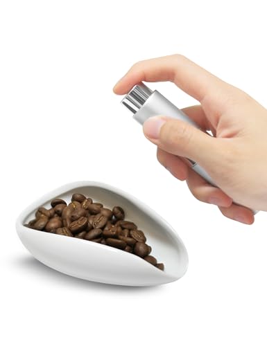 Coffee Bean Dosing Cup and Spray Bottle Set, Ceramic Single Dosing Tray for Coffee&Tea, Dosing Vessel Espresso Accessories for Coffee Bar, White