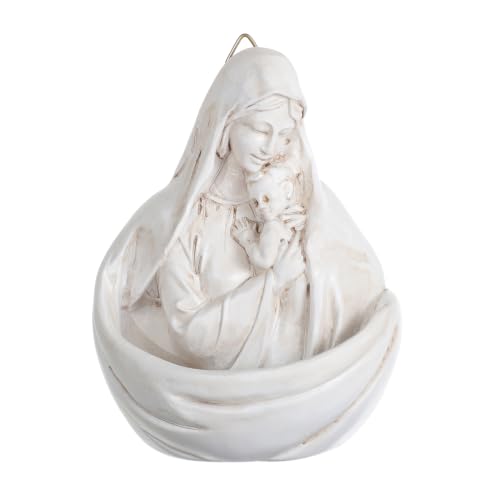 Image of KOMI Madonna&Jesus Resin Holy Water Font for Home Altar Wall Hanging Decor Catholic Gifts
