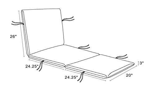 SewKer] Indoor/Outdoor Patio Chaise Lounge Cushion-Grey