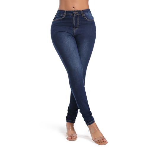 FISCLOSIN Women Classic Butt Lift Sexy Hot Girl Skinny Jeans Stretch Denim Pants,Navy Blue,Large