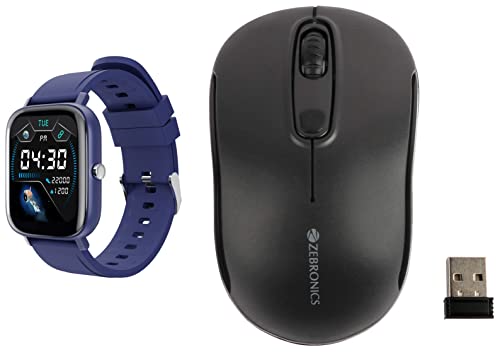Image of ZEBRONICS ZEB-FIT280CH Smart Watch with Screen Size 3.55cm (1.39inch) & Zeb-Dash Plus 2.4GHz High Precision Wireless Mouse with up to 1600 DPI, Power Saving Mode