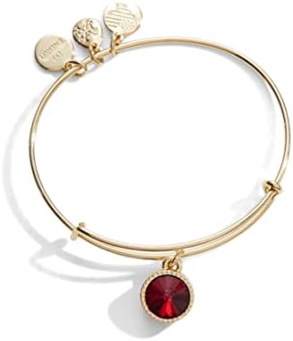 Alex and Ani Birthstones Expandable Bangle for Women, January, Red Scarlet Crystal, Shiny Gold Finish, 2 to 3.5 in