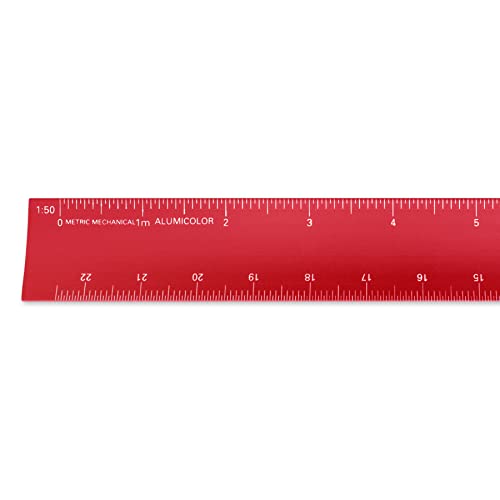 Image of Alumicolor 30-cm Aluminum Metric Mechanical Hollow Scale for School, Office, Art and Drafting, 30CM, Red