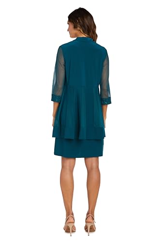 Image of R&M Richards Women's Petite Glitter Trim Jacket Dress