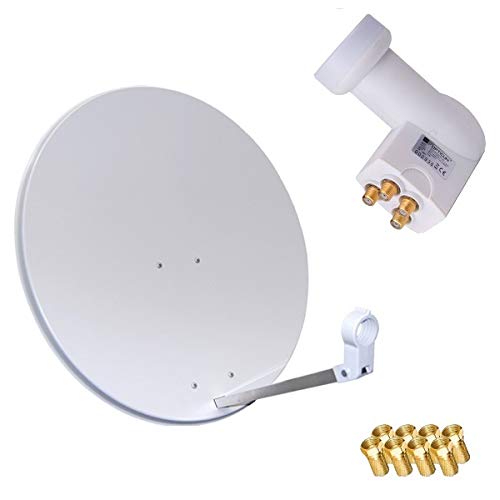 HD Sat Anlage 80cm Spiegel + Opticum Quad LNB für 4 Teilnehmer (3 Farben wählbar)