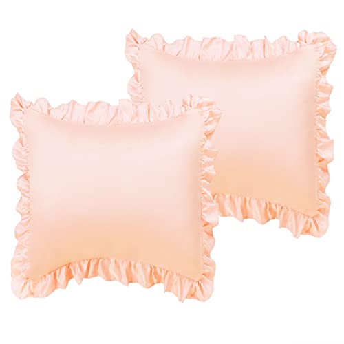 sourcing map Luxury Satin Oxford Pillowcases, Pair of 2 Taupe Ruffled Pillow Shams 26 x 26 inch with Envelope Closure, Euro Size Pillow Cases Covers sourcing map Luxury Satin Oxford Pillowcases, Pair of 2 Taupe Ruffled Pillow Shams 26 x 26 inch with Envelope Closure, Euro Size Pillow Cases Covers