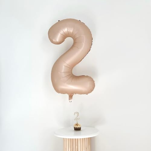 Image of Light Brown 4 Balloon, Tan Number Balloons 40 Inch, 4th Beige Party Decorations, Sandy Brown Four Large Numbers for Party Decor, Khaki Number 4 Balloon