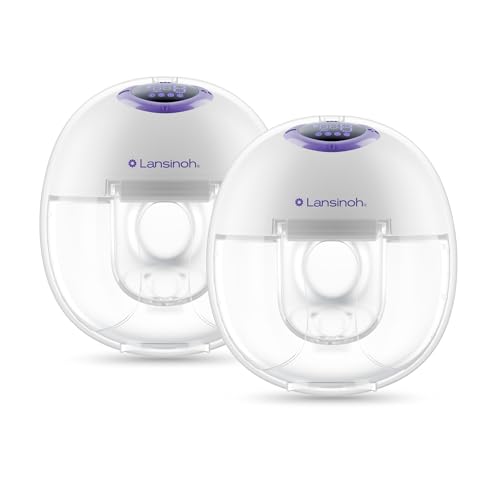 Lansinoh Discreet Duo Wearable Breast Pump, Hands Free Breast Pump, 4 Pumping Modes, 9 Levels Hospital Strength Suction, LED Display, Leak-Resistant Design, 2 Breast Flange Sizes Included: 24mm & 21mm