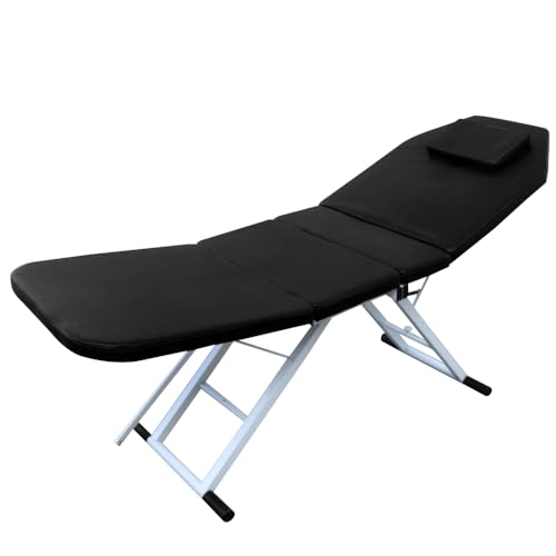 Cama de masaje plegable con 3 zonas ajustables, silla reclinable para salón de belleza para masajes, fisioterapia y sesiones de tatuajes