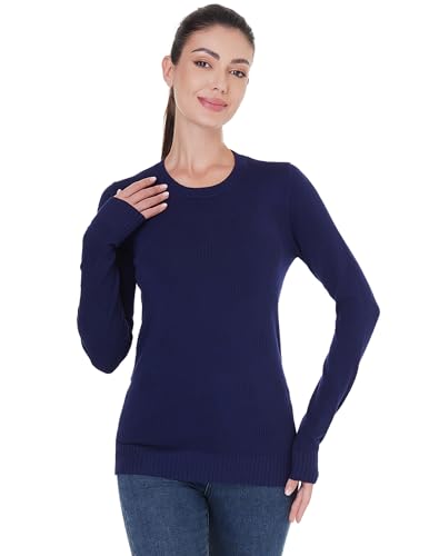 AmélieBoutik Women Simple Lightweight Soft Knit Sweater Crew Neck Long Sleeve Casual Basic Pullover Sweater Tops2