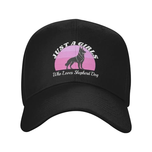 Just A Girls Who Loves German Shepherd Dog Fashionable Casquette Hat Breathable Adjustable Strap for Comfort Style Black2