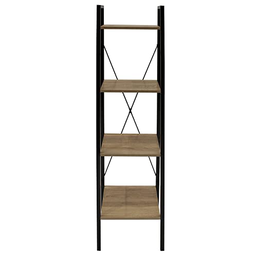 HOME DECO FACTORY - Hd6428 - Etagere Bois et Metal 148X34X32.5 cm Meuble Rangement Exposition Industriel - 4 Niveaux pour Salon, Salle À Manger, Bureau, entrée, Chambre