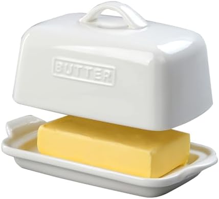 JSHKY Porzellan Butterdose mit Deckel für 500 g und 250 g Butterblöcke | Butterschale für Küchentheke, Butterplatte, ideales Geschenk zum Muttertag, zur Einweihung und zu Weihnacht