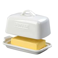 Large Porcelain Butter Dish Fits 250g/227g Butter Blocks, Plus Even a Full 500g Block Without Cutting, Butter Container for Countertop, Butter Storage, ADIVEE, AU (Color: White).