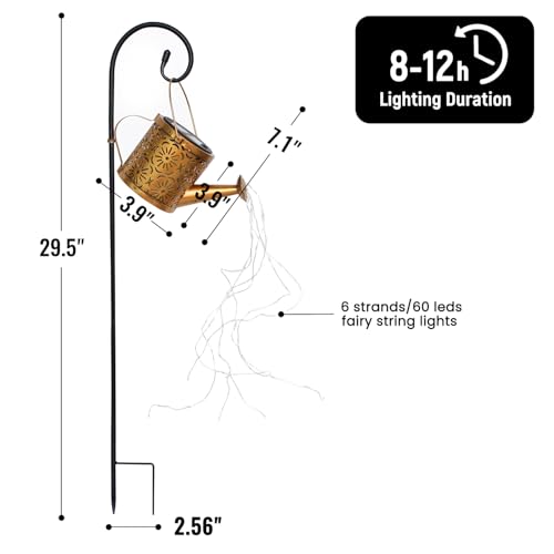 X-PREK Solar Garden Lights Outdoor Decoration, Metal Solar Watering Can Lights Outdoor Waterproof, Small Patio Light Yard Lawn Pathway Decor, Gardening Gifts for Women Mom Grandma