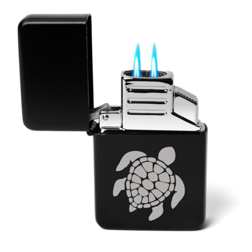 Encendedor de llama doble Sea Turtle negro