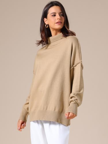 Allegra K Women Oversized Sweaters Mock Neck Long Sleeve Casual Loose Pullover Sweater Tops 2025 Fall Outfits3