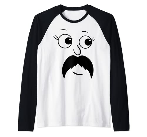 Hombre Cara, Caricatura, Divertido, Mujeres Hombres Niños Camiseta Manga Raglan