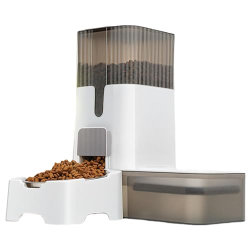 Alimentador automático para mascotas,Alimentador automático para perros | Alimentadores para perros Bebedero para contenedores de alimentos - Alimentador automático para perros con cuenco de acero