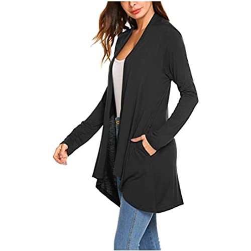 Cardigan Feminino Estilo Slim Confortável Casaco de xale Longo Preto XGG