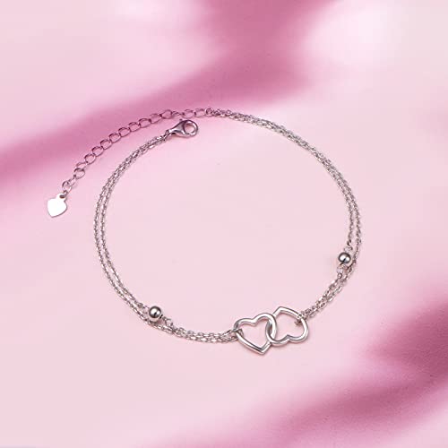 Image of S925 Sterling Silver Anklet for Women Adjustable Plus Foot Ankle Bracelet