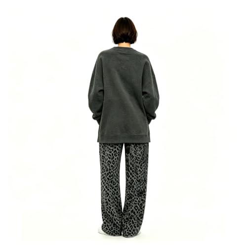Womens Wide Leg Pants Leopard Drawstring Casual High Waisted Flowy Pants - image 4