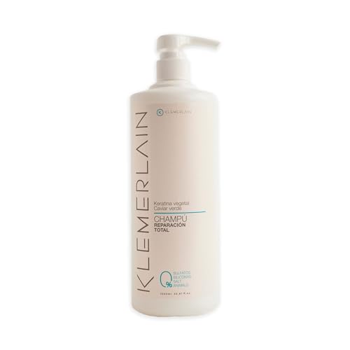 Klemerlain Champú Reparador Zero. Repara, Suaviza e Hidrata el Cabello Dañado y Seco. Hidratación Intensa y Nutritiva. Con Caviar Verde, Panthenol, Vitamina E y Cápsulas de Algodón. Vegano. 400 ml