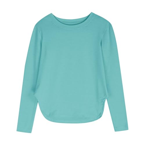 Girls Trendy Long Sleeve Active Shirts Slim Fit Tee Shirt Side Split Slit T-Shirt Top Loose Soft Smocked Blouses3
