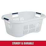 Rubbermaid Large Hip-Hugger Laundry Basket/Hamper, 1.5-Bushel, White, Stackable Storage Bin/Organizer for Bathroom/Bedroom/Dorm/Home - Image 2