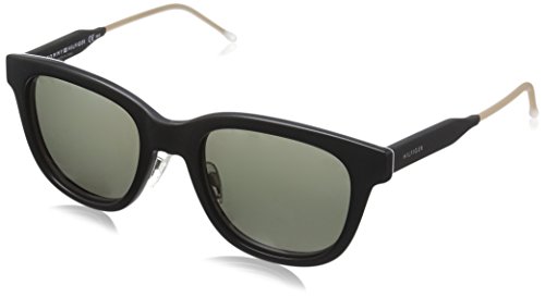Tommy Hilfiger Sunglasses (Safilo Group) TH1352/S Rectangular Sunglasses, Black Gray Havana/Gray Green, 51 mm