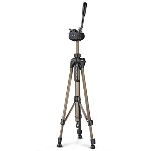 Hama Camera Tripod Star 61 (light tripod with 3-way head, photo tripod with 60-153cm height, tripod incl. carrying case, camera tripod suitable for SLR and system cameras), Champagne