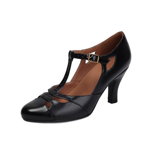 Women's Mary Jane Vintage Close Round Toe 1950s Heels Retro 1920s Victorian Pumps 1930s Shoes