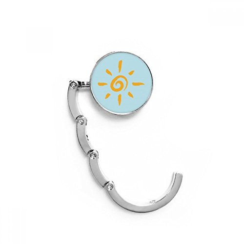 Gancho de bolso para colgar en escritorio portátil y compacto con ilustración de sol