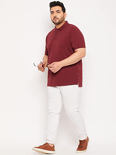 Image of Club York Men Cotton Blend Half Sleeve Polo Neck Solid Plus Size T-Shirt