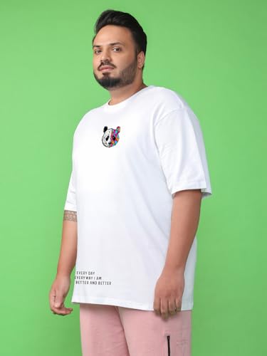Image of Bewakoof Original Men's 100% Cotton 220 GSM Graphic Print Oversized Fit Round Neck Plus Size T-Shirt