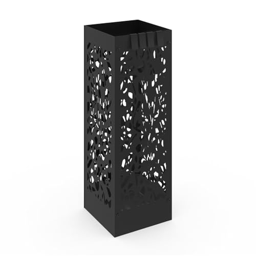 IDMarket – Paragüero cuadrado de acero negro altura 45 cm