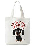 Supwhd Dachshund Gifts Tote Bag for Woman, Wiener Dog Gifts Canvas Tote Bags for Women, Gift for Dachshund Lovers, Reusable Grocery Bags Shopping Bags