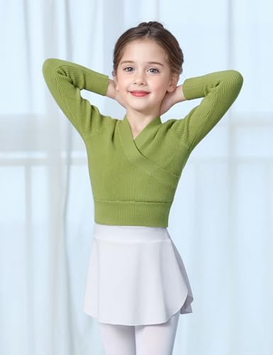 Image of Dance Sweater for Girls Long Sleeve V-Neck Top Sweater for Ballet /Gymnastics /Sports