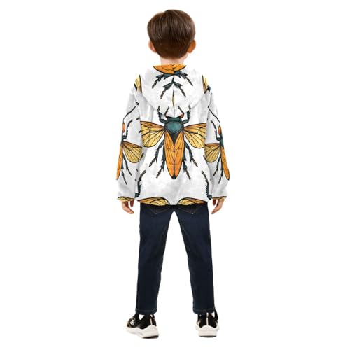 Bugs Pattern Print Design Toddler Fleece Jacket Girl Boys Hooded Fleece Jacket Coat Warm Outwear Zip-up 3-10T4