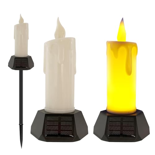 Image of LIDORE Solar Powered Candle Lamps with Ground Plug, Set of 2, Outdoor Use