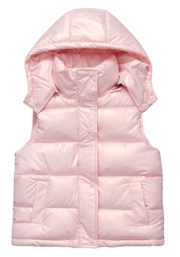Happy Cherry Toddler Girl Metallic Sleeveless Vest Winter Warm Jacket with Detachable Hood 2024