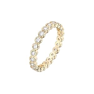 PAVOI 14K Gold Plated Rings Cubic Zirconia Love Ring | 2.8mm Stackable Rings for Women | Gold Rings for Women