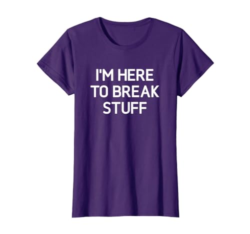 I'm Here to Break Stuff, Funny, Jokes, Sarcastic T-Shirt, Women, Purple, X-Large