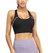 happlan Women's Sports Bra - Racerback Athletic Yoga High Impact Padded Running Bra with Adjustab...