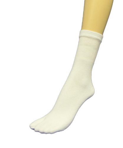 COUVER Unisex White Quarter - Midcalf High Flip Flop, Split toe Socks