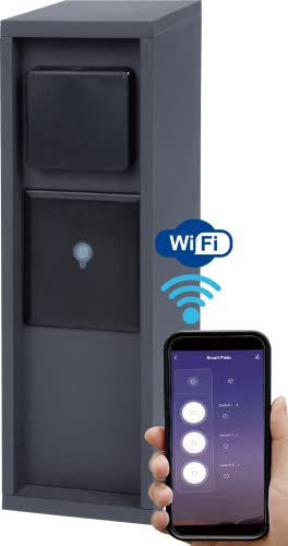 BOLD Pado smarte Aussen-Steckdose-Garten Steckdosen-Säule 3Fach Stecker Anthrazit (Smart Home (iOS & Android) | WLAN | IP44 Outdoor Energie-Säule | 3680W | Einfache Montage | Plastikfreie Verpackung)