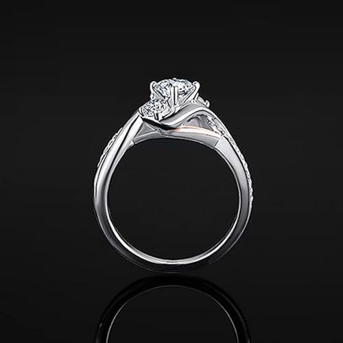 2 Tone Women's Wedding Ring, 925 Sterling Silver Plated Cubic Zirconia Promise Engagement Band4