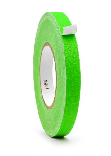 WOD GTC12 Gaffer Tape, Fluorescent Green Low Gloss Finish Film, 3/4 in. x 60 ft. (Pack of 64) Residue Free, Non Reflective Cloth Fabric, Secure Cords, Water Resistant, Photography, Filming Backdrop