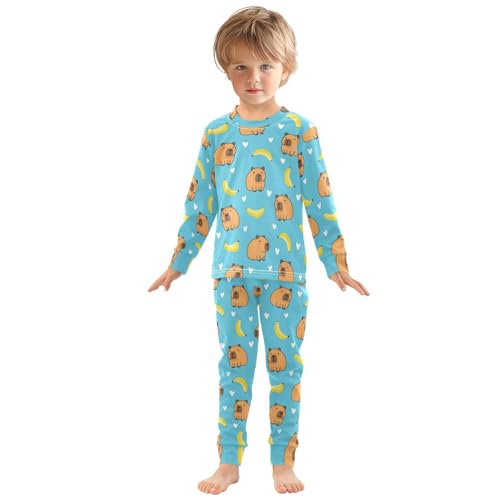 Pajama Sets Long Sleeve Cute Bears and Bananas Soft Comfy Sleepwear 2 Piece PJS 3-8T2